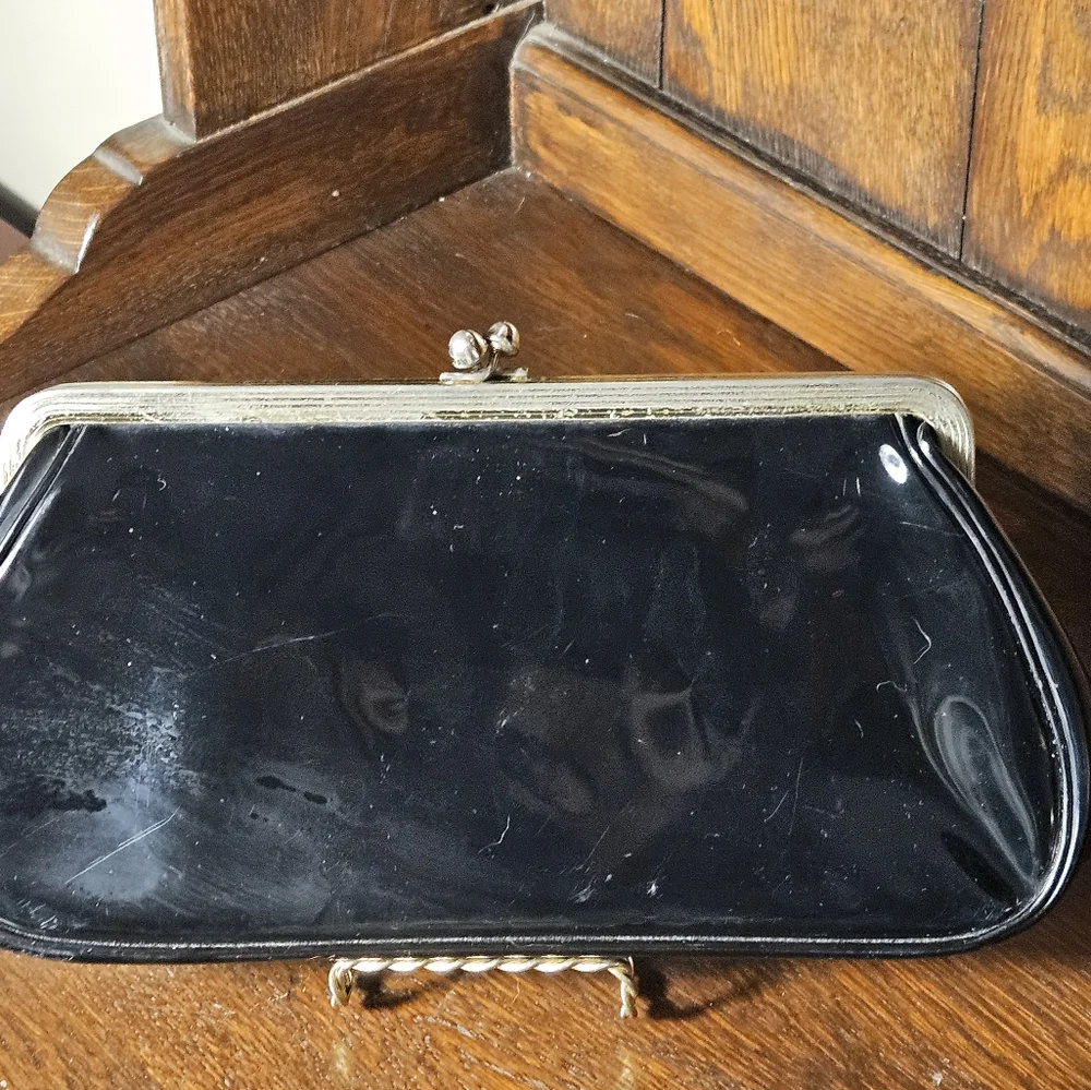 Elegant Black Clutch with Gold Accents